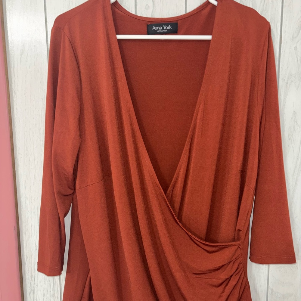 Women's Elegant Rust Low Cut Blouse